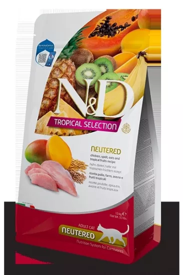 N & D Tropical Selection Tavuklu ve Tropikal Meyveli Kısırlaştırılmış Kedi Maması 4+1 kg